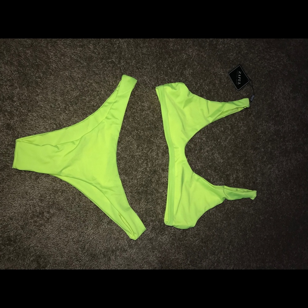 Zaful Electric Green 2-Piece Swim Suit